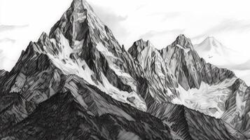 montaña rango negro y blanco ilustración de generado ai montaña rango negro y blanco foto