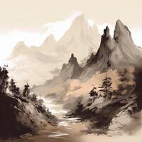 Black and white painting mountains illustration of black and white painting mountains photo
