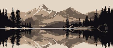 silueta lago de montaña ilustración de generado ai silueta lago de montaña foto