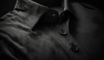 Black color shirt texture, stretch fabric background. . photo