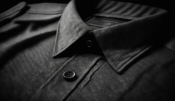 Black color shirt texture, stretch fabric background. . photo