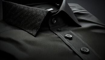 Black color shirt texture, stretch fabric background. . photo