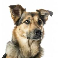 Dog headshoot isolated on white background, generate ai photo