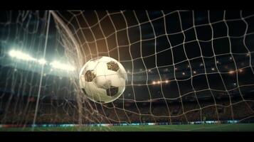 Soccer ball hit the net,success goal concept Illustration photo