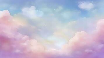 Hand painted watercolor sky cloud background with a pastel colored, Prinhand painted watercolor sky cloud background with a pastel colored, generate ai photo