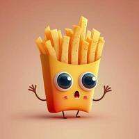 French fries as fast food Charector. photo