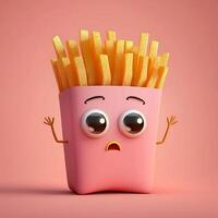 French fries as fast food Charector. photo