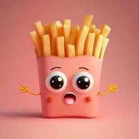 French fries as fast food Charector. photo