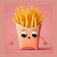 French fries as fast food Charector. photo