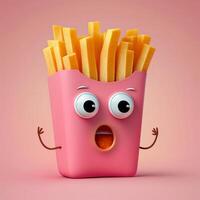 francés papas fritas como rápido comida personaje generativo ai foto