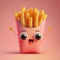 French fries as fast food Charector. photo