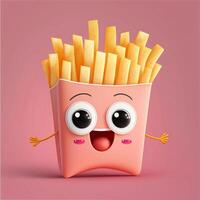 French fries as fast food Charector. photo