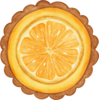 Watercolour orange fruit dessert sweet tart hand painted illustration png