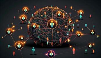 social network connection concept, community generativce ai photo