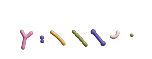 3d hacer soltero diferente probióticos volumen sencillo ilustración para medicina o dietético suplementos para gastrointestinal salud. bifidobacteria, lactobacilo, estreptococo termófilo, png