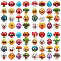 cartoon mushroom icon , emoji set in format very easy to edit. photo