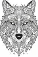 lobo rostro. zentangle. dibujado a mano ilustración. vector..generativo ai foto