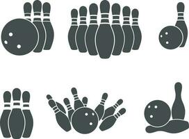 Bowling pins silhouette, Bowling ball silhouette vector