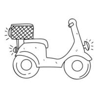 Morocycle in hand drawn doodle style. Vector illustration isolated on white. Coloring page.