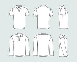 White Polo Shirt Long Sleeve and Short Sleeve Mockup vector