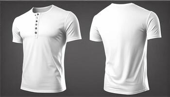 HenleyT-Shirt men for mockup, 3d render, Front and back, copy space, photo