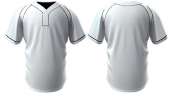 Front back white color Baseball jersey for mens, 3d render, Front and back, copy space, png