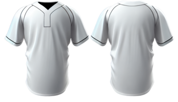 Front back white color Baseball jersey for mens, 3d render, Front and back, copy space, png