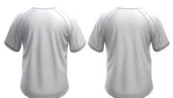 frente costas branco cor beisebol jérsei para masculino, 3d renderizar, frente e voltar, cópia de espaço, generativo ai png