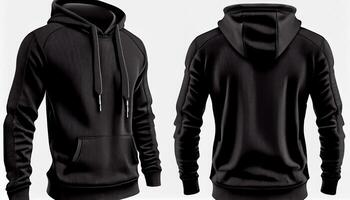 Zip-up Hoodie print mockup, 3d render, Front and back, copy space, photo