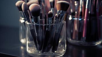 Fabulousness care things brushes in a glass. Clean able tremendousness care things brushes set. Creative resource, photo