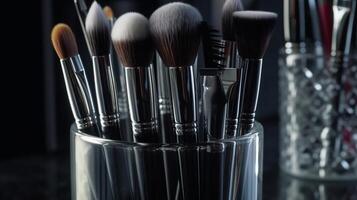 Fabulousness care things brushes in a glass. Clean able tremendousness care things brushes set. Creative resource, photo