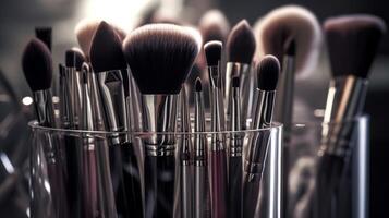 Fabulousness care things brushes in a glass. Clean able tremendousness care things brushes set. Creative resource, photo