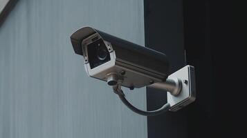 Security camera on progressed building. Able understanding cameras. Creative resource, photo