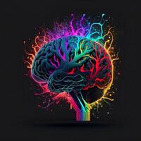 brain art NFT neon and cyberpunk color, holography, cosmic background, Glowing Digital Brain Ai Intelligence Forming Digitized Neurons Artificial Intelligence Art Algorithm. photo