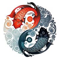 estilo de dibujos animados acortar Arte ilustración de yin y yang patrón, koi carpa. Perfecto para web diseñadores, editores, y contenido creadores generativo ai foto