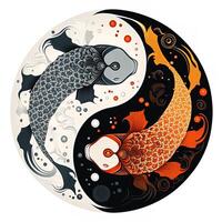 estilo de dibujos animados acortar Arte ilustración de yin y yang patrón, koi carpa. Perfecto para web diseñadores, editores, y contenido creadores generativo ai foto