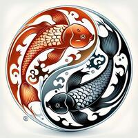 estilo de dibujos animados acortar Arte ilustración de yin y yang patrón, koi carpa. Perfecto para web diseñadores, editores, y contenido creadores generativo ai foto