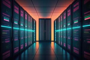 data center room with mainframe storage servers, cloud network concept, hosting databases and internet, Modern Telecommunications, Artificial Intelligence,server room photo