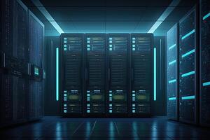 data center room with mainframe storage servers, cloud network concept, hosting databases and internet, Modern Telecommunications, Artificial Intelligence,server room photo