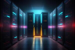 data center room with mainframe storage servers, cloud network concept, hosting databases and internet, Modern Telecommunications, Artificial Intelligence,server room photo