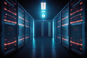 data center room with mainframe storage servers, cloud network concept, hosting databases and internet, Modern Telecommunications, Artificial Intelligence,server room photo