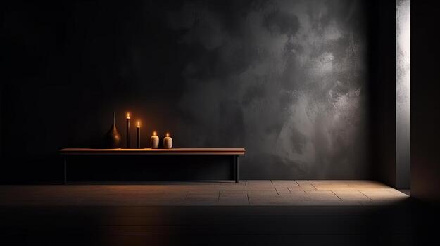 Cleanse light dim divider with stunning chiaroscuro. Organize establishment. Creative resource, photo