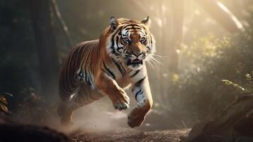 Majestic Tiger in Leap. photo