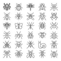 Outline icons for Insects. vector