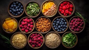 Immunity-Boosting Grain Bowls Close-Up Delights, wholesome grain bowl brimming with ancient grains, pulses, and vibrant fruits and vegetables photo