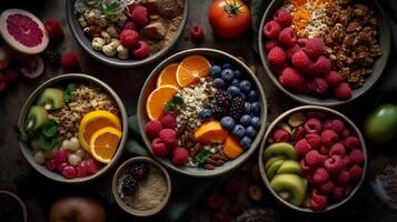 Immunity-Boosting Grain Bowls Close-Up Delights, wholesome grain bowl brimming with ancient grains, pulses, and vibrant fruits and vegetables photo