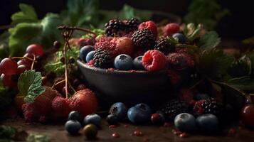 Superfood Smoothie Artistry Vibrant Berries, Leafy Greens, and Exotic Herbs Blended into a Nutrient-Packed Elixir photo