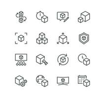 Set of abstract product related icons, module, application, design, metaphor and linear variety vectors. vector