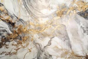 White marble texture with gold flecks. photo