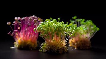 Savor the Sprout A Delectable Image of a Nutritious Meal Featuring Alfalfa, Broccoli, and Radish Sprouts photo